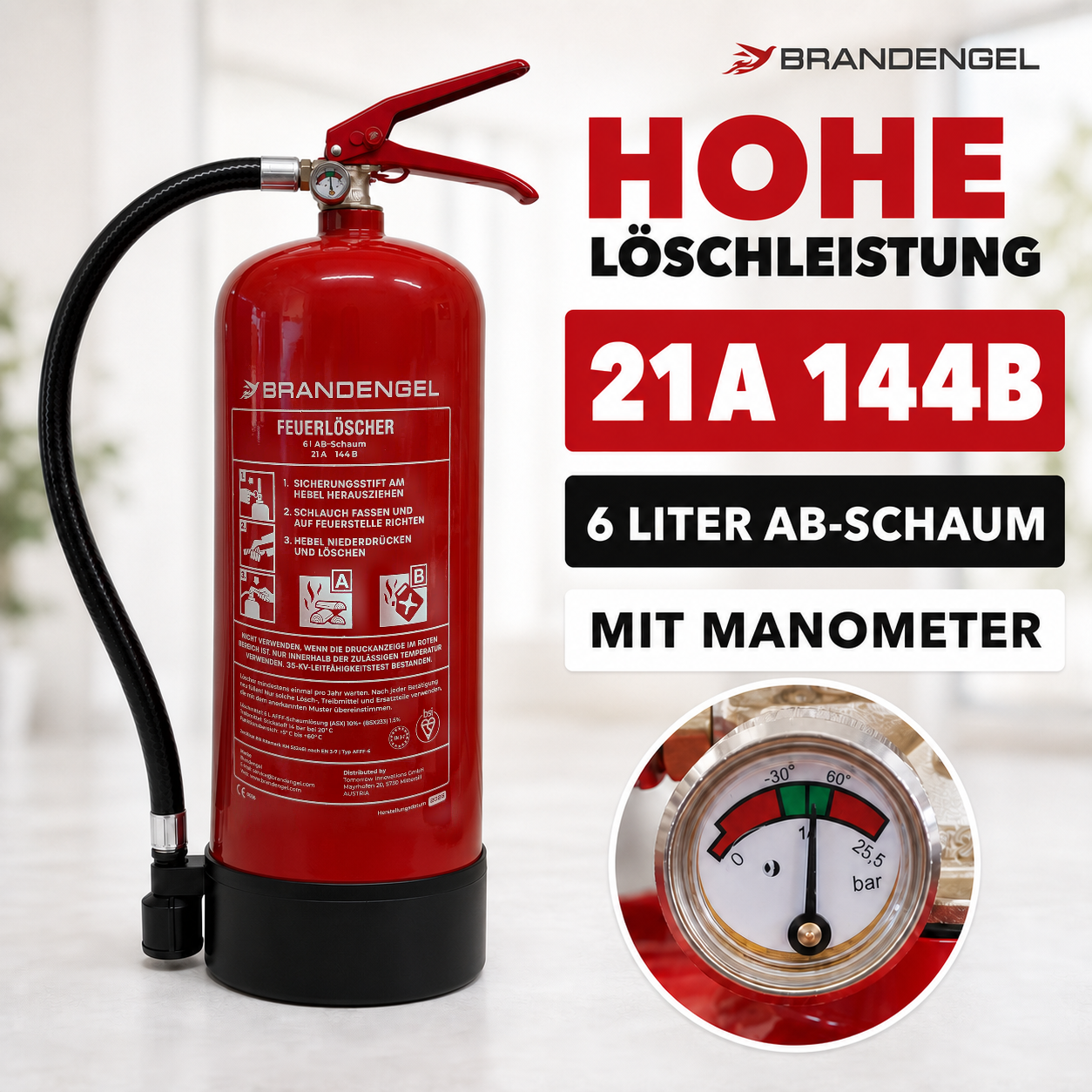 Brandengel Premium Feuerlöscher mit Manometer