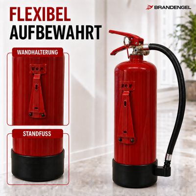 Mobiler Feuerlöscher inklusive Wandhalterung und Standfuß 