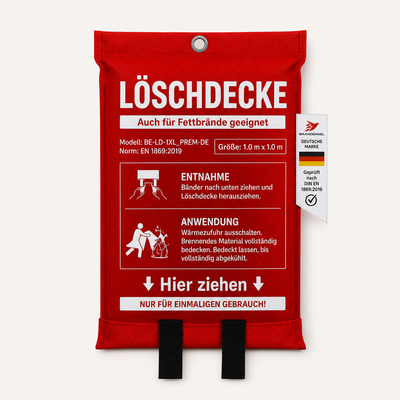 Brandengel Löschdecke 1 x 1 m auch für Fettbrand geeignet