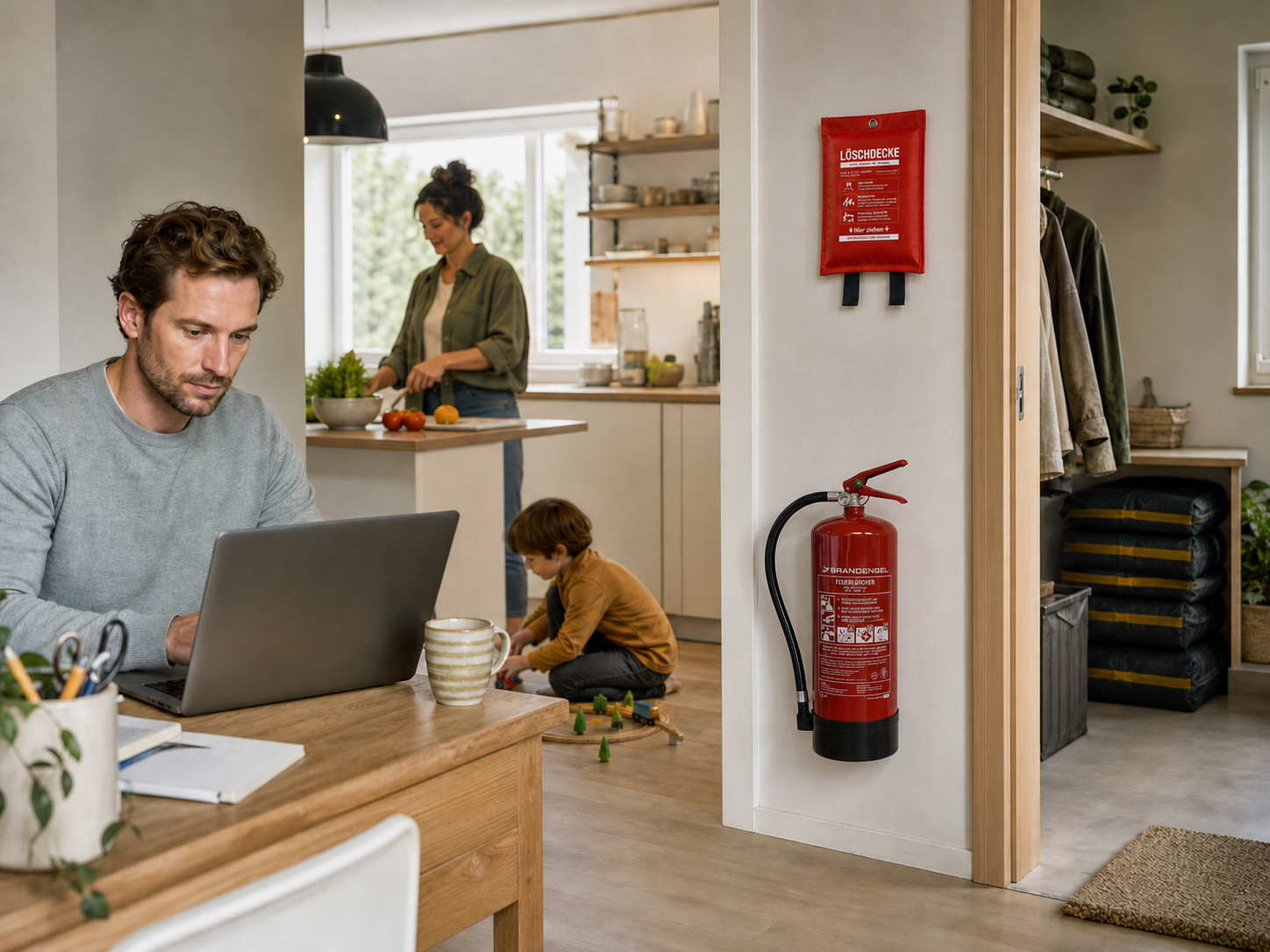 Brandschutz für Zuhause Homeoffice Schutz für Familie vor Brand Feuerlöscher